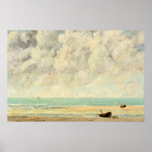 Boats Beach Seascape Vintage Art Poster