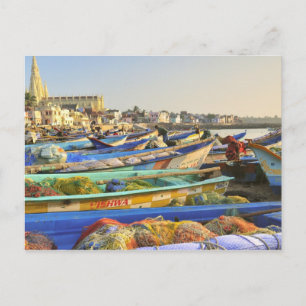 Boats being readied for fishing, The Church of Postcard