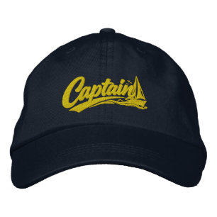 Boats Captain Simple Bold Typography Style Embroidered Hat
