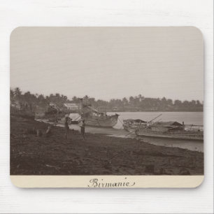 Boats carrying rice on the River Thanlwin Mouse Pad