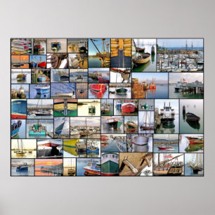 Boats collage poster 28 x 20