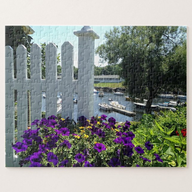 BOATS FLOWERS WATER PERKINS COVE, OGUNQUIT, MAINE JIGSAW PUZZLE (Creator Uploaded)