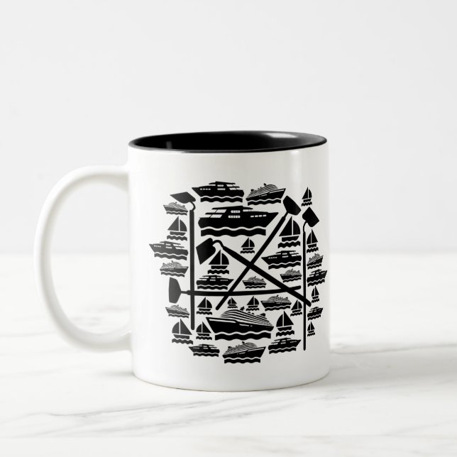 Boats & Hoes Two-Tone Coffee Mug (Left)