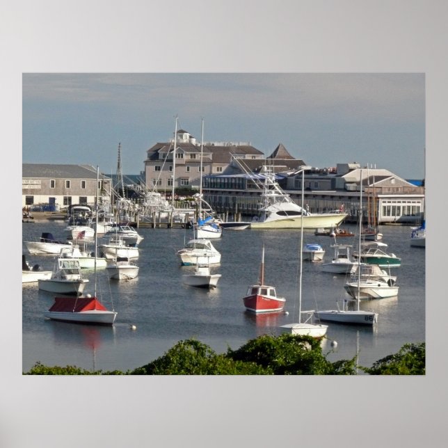 Boats in a Cape Cod Harbour during Summer Poster (Front)
