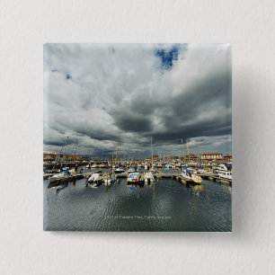 Boats In A Harbour 15 Cm Square Badge