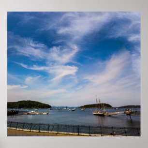 Boats in Frenchman Bay, Maine in Summer Poster
