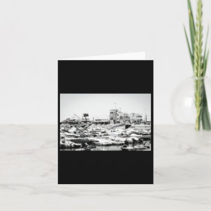 Boats In Harbour Faro Black And White Sticker Card