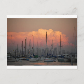 Boats in harbour postcard