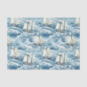 Boats in High Waves Decoupage Tissue Paper