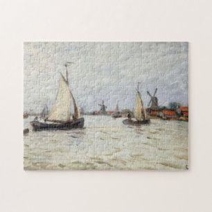 Boats in Holland near the Zaandam Monet Fine Art Jigsaw Puzzle