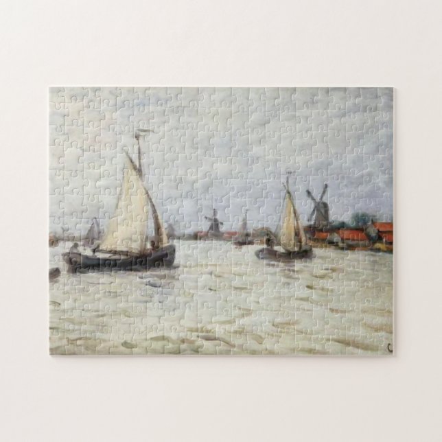 Boats in Holland near the Zaandam Monet Fine Art Jigsaw Puzzle (Horizontal)