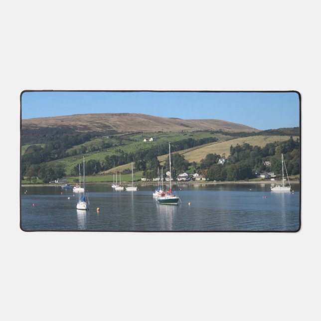 Boats in Kames Bay, Isle of Bute, Scotland on a Desk Mat (Front)
