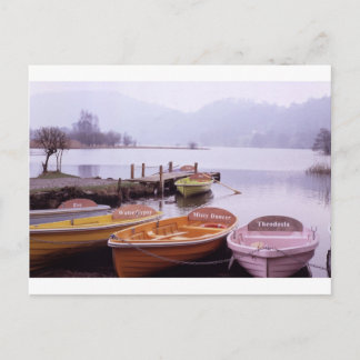 Boats in Lake District Northern England Postcard