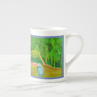 Boats in Monet's Garden Pond Watercolor Bone China Mug