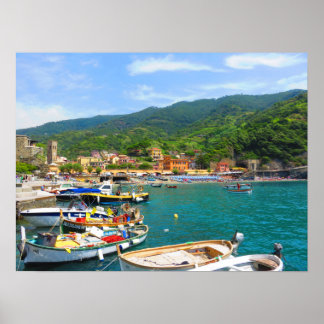 Boats in Monterosso in Cinque Terre, Italy Poster