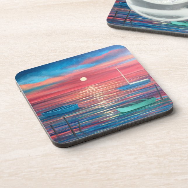 Boats in Sunset coaster set of 6 (Left Side)
