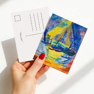 Boats in the Evening Sun   Fritz Schaefler Postcard