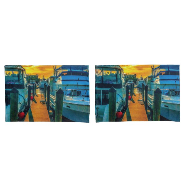 Boats in the Harbour Sunset Pillowcase (Front-Set)