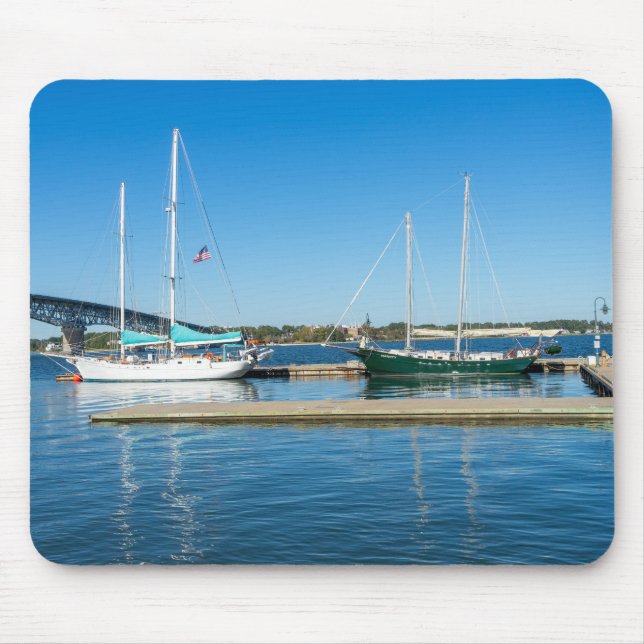 Boats in the York River by Yorktown Mouse Pad (Front)