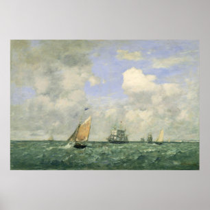 Boats Leaving Le Havre - Eugène Boudin Fine Art Poster
