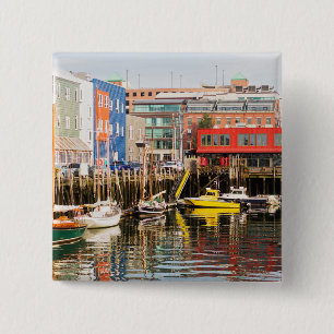 Boats Moored Portland, Maine 15 Cm Square Badge