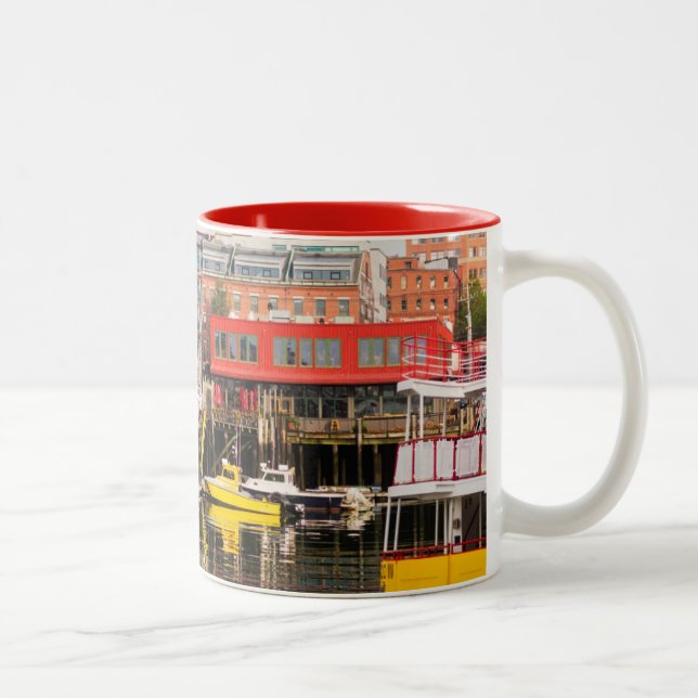 Boats Moored | Portland, Maine Two-Tone Coffee Mug (Right)