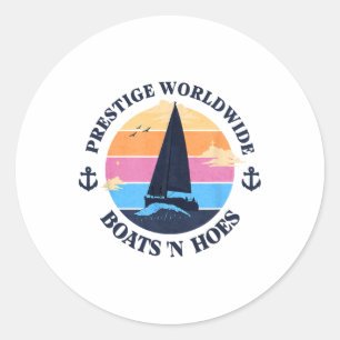 Boats N Hoes Funny Retro Comedy Movie Boating  Classic Round Sticker