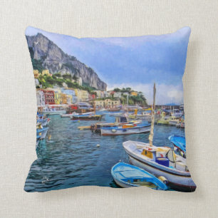 Boats of Capri Italy Travel Photo Art Cushion