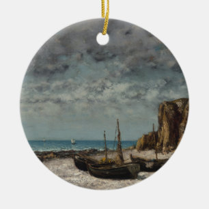 Boats on a Beach, Étretat – Gustave Courbet Ceramic Ornament