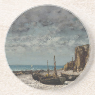 Boats on a Beach, Étretat – Gustave Courbet Coaster