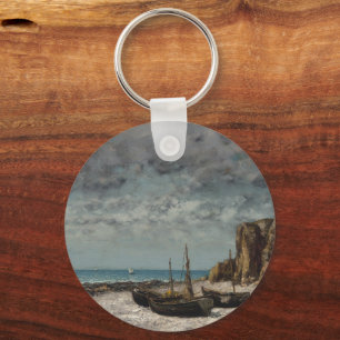 Boats on a Beach, Étretat – Gustave Courbet Key Ring