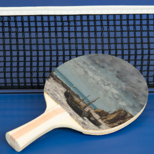 Boats on a Beach, Étretat – Gustave Courbet Ping Pong Paddle