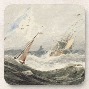 Boats on a Stormy Sea (w/c over graphite on wove p Coaster
