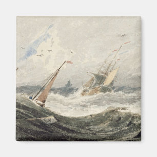 Boats on a Stormy Sea (w/c over graphite on wove p Magnet