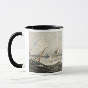 Boats on a Stormy Sea (w/c over graphite on wove p Mug
