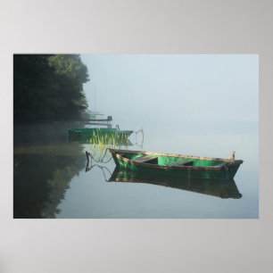 Boats on calm water poster