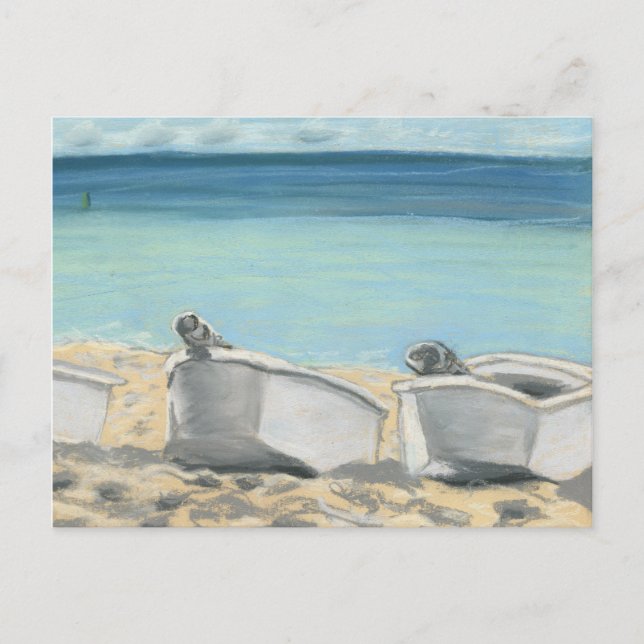 Boats on Grande Anse postcard (Front)