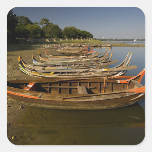 Boats on lake between Kyauktawgyi Paya and Square Sticker