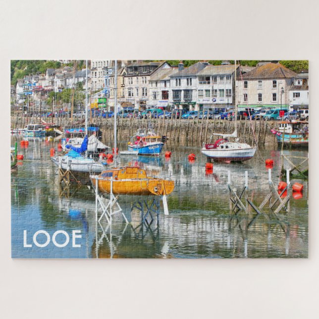 Boats on stilts, Looe, Cornwall, England Jigsaw Puzzle (Horizontal)