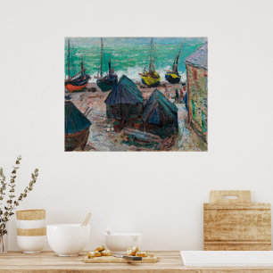 Boats on the Beach at Étretat Claude Monet Poster