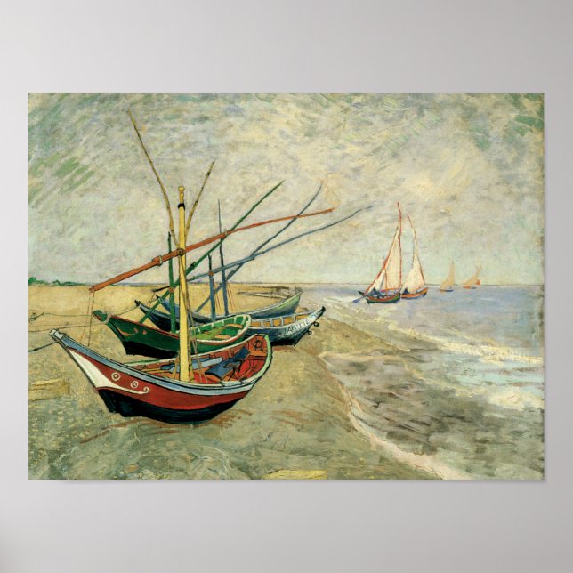 Boats on the Beach at Saintes-Maries Poster (Front)