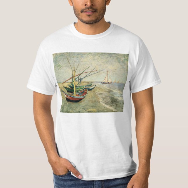 Boats on the Beach at Saintes-Maries T-Shirt (Front)