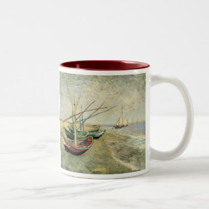 Boats on the Beach at Saintes-Maries Two-Tone Coffee Mug