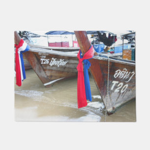 Boats On The Beach   Phi Phi Islands, Thailand Doormat
