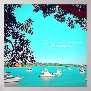 Boats on the harbour Drummoyne Sydney travel Poster