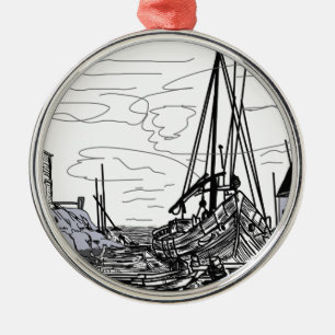 boats on the sea metal ornament