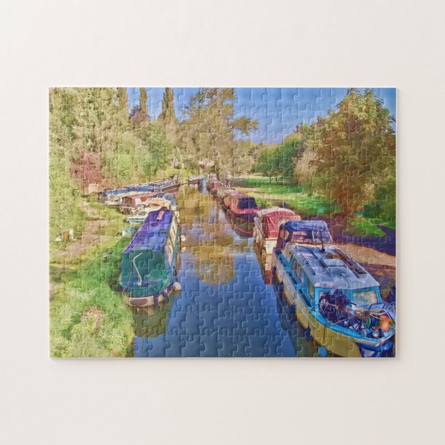 Boats on the Somerset Canal Jigsaw Puzzle (Horizontal)