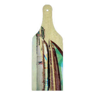 Boats on Tropical Beach Cutting Board