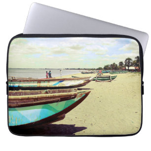 Boats on Tropical Beach Laptop Sleeve