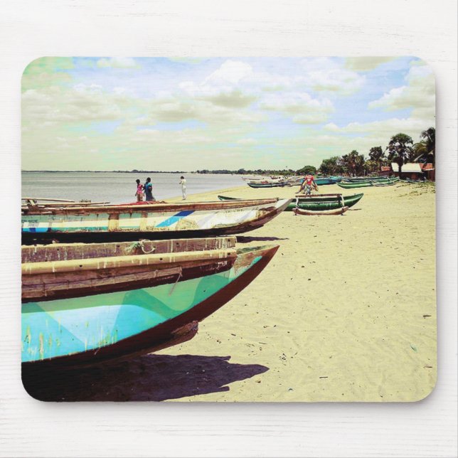 Boats on Tropical Beach Mouse Pad (Front)